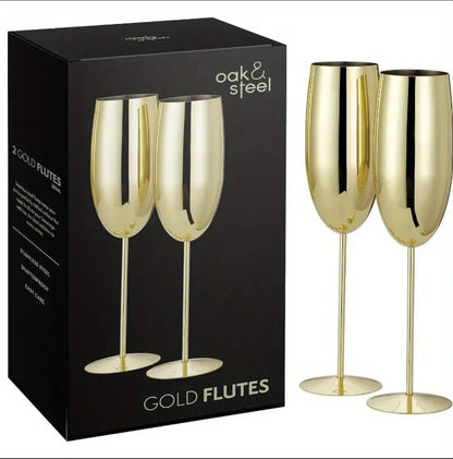A pair of Gold Stainless steel wine glass