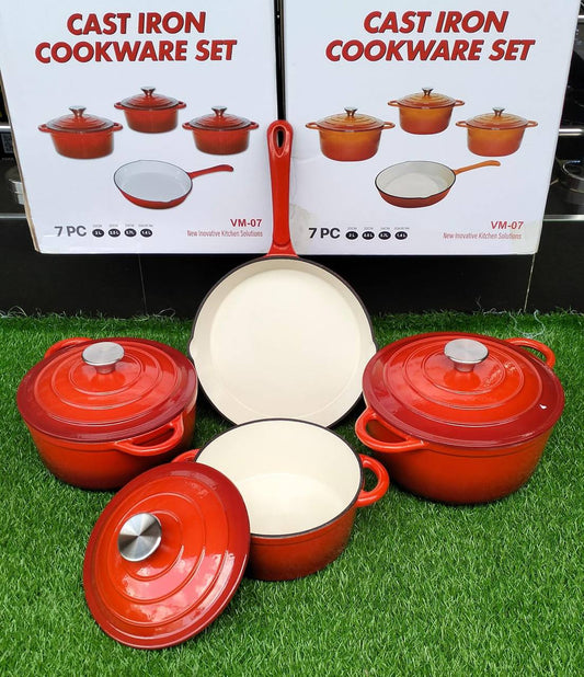 7pcs Enamel Cast iron cooking pots