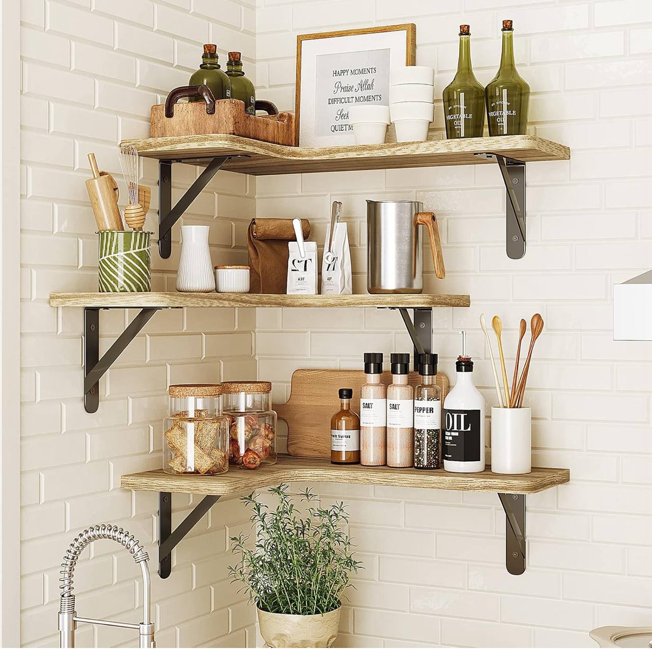 5 in 1 Rustic Wood Floating Shelves -5Pc Set