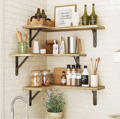 5 in 1 Rustic Wood Floating Shelves -5Pc Set