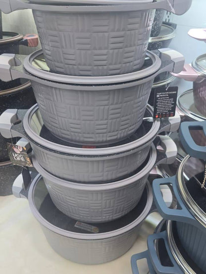 12pcs UCCLIFE granite cookware set with checked print