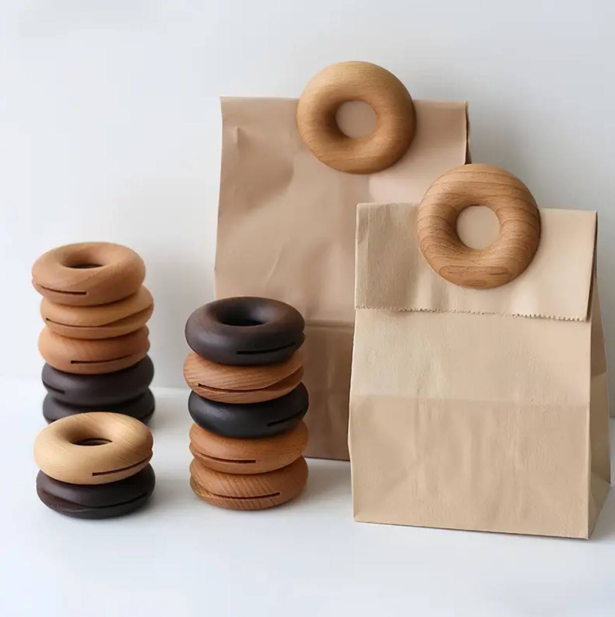Wooden Food Sealing Clip Donut Sets