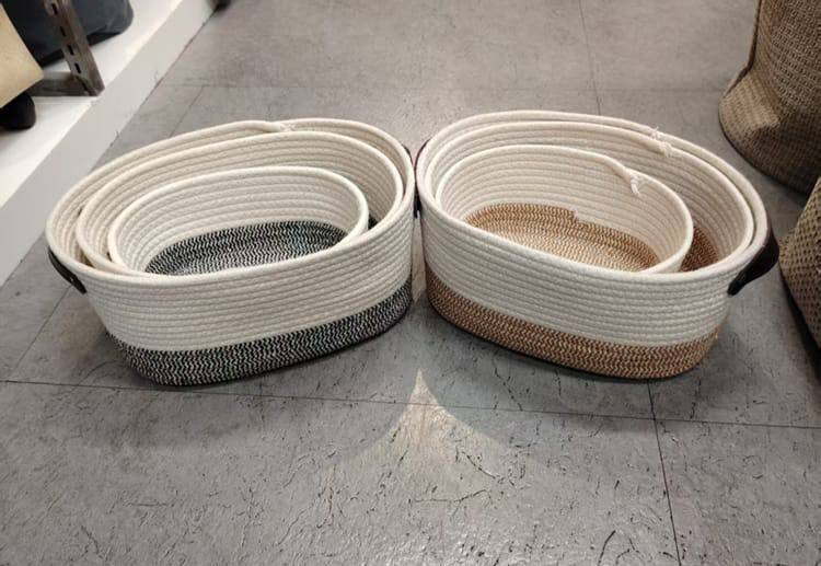 3pcs Oval shaped Elegant Cotton Rope Hand-woven storage shelves