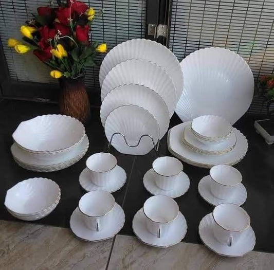 40pcs shell Dinner plates with golden rim