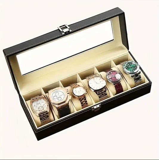 6 slots leather watch organizer