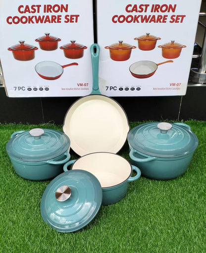 7pcs Enamel Cast iron cooking pots