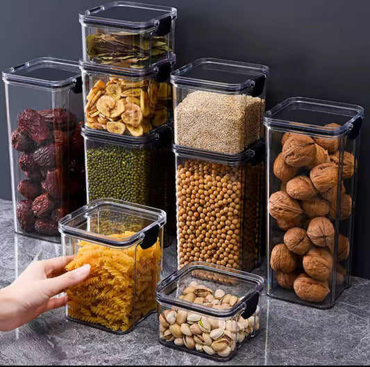 8pcs Airtight Transparent Acrylic Cereal Food/Pantry Storage Containers
