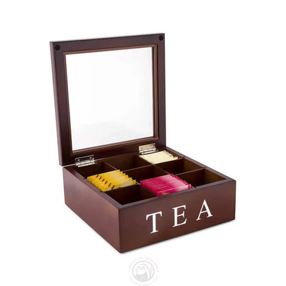 9 grid bamboo tea bag organizer