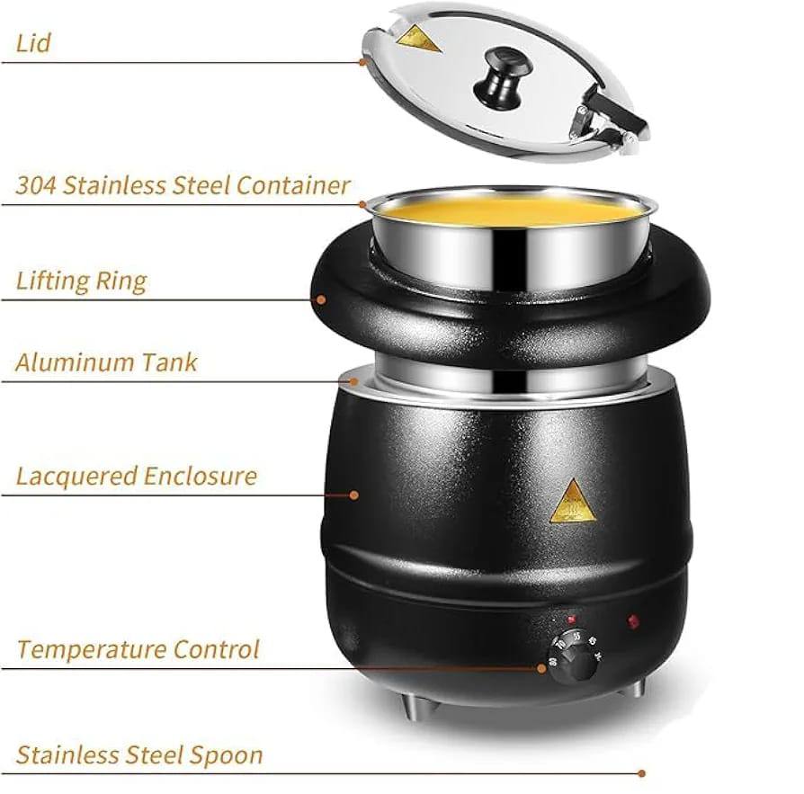 10L Commercial Electric Soup Warmer with Temperature Control