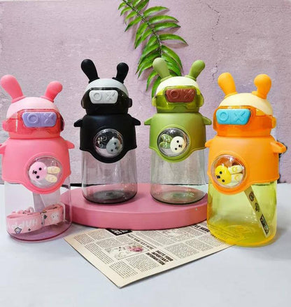 600ml Kids water bottles   with straws and carrier string