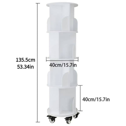 5 Tier 360° stackable bookshelf organizer with wheels