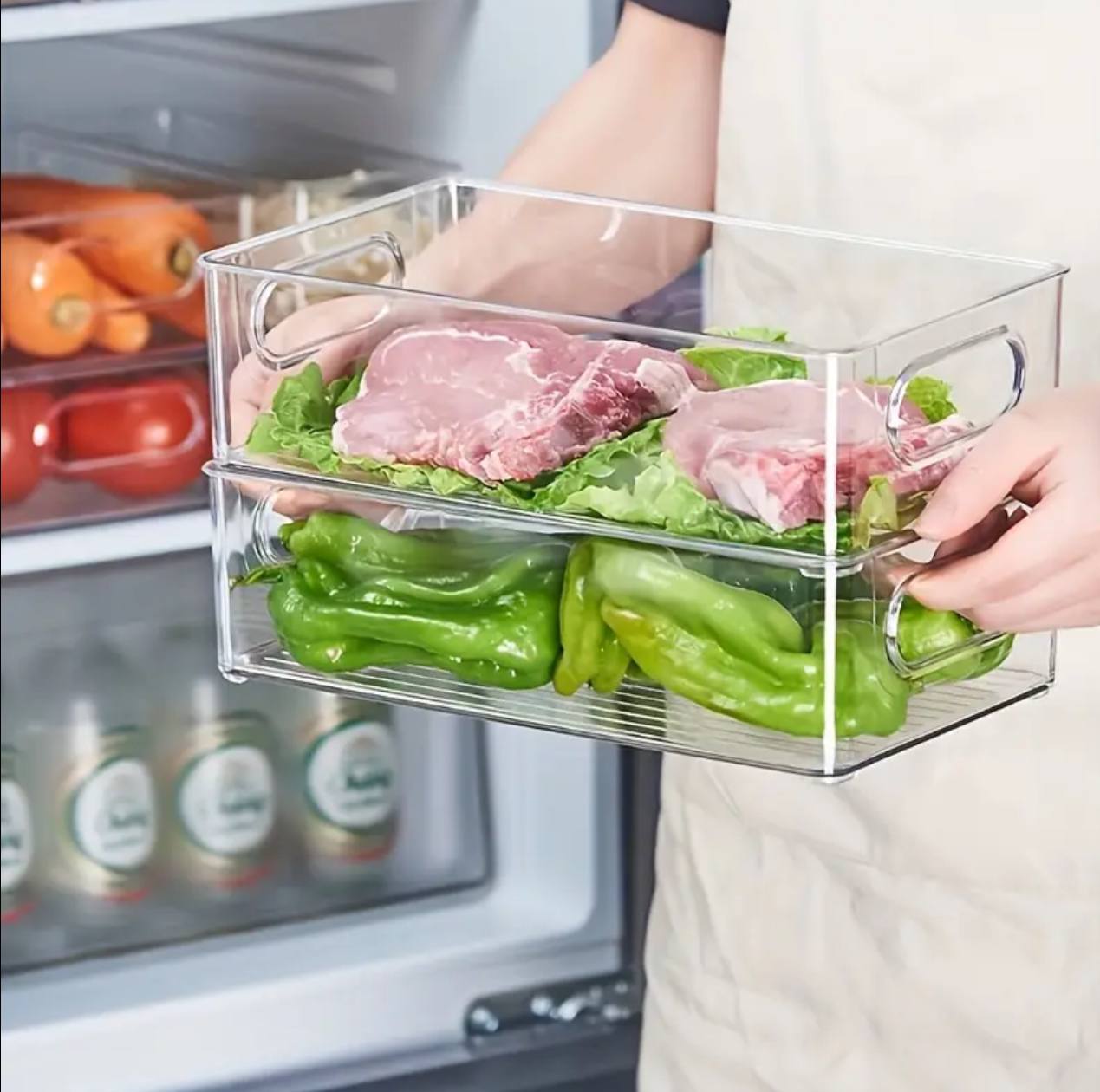 Acrylic fridge//shelves open containers