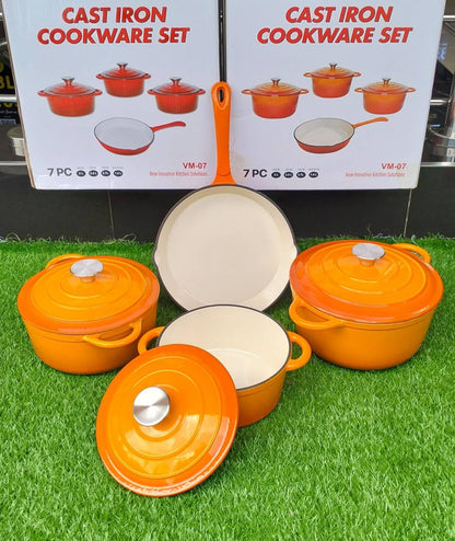 7pcs Enamel Cast iron cooking pots