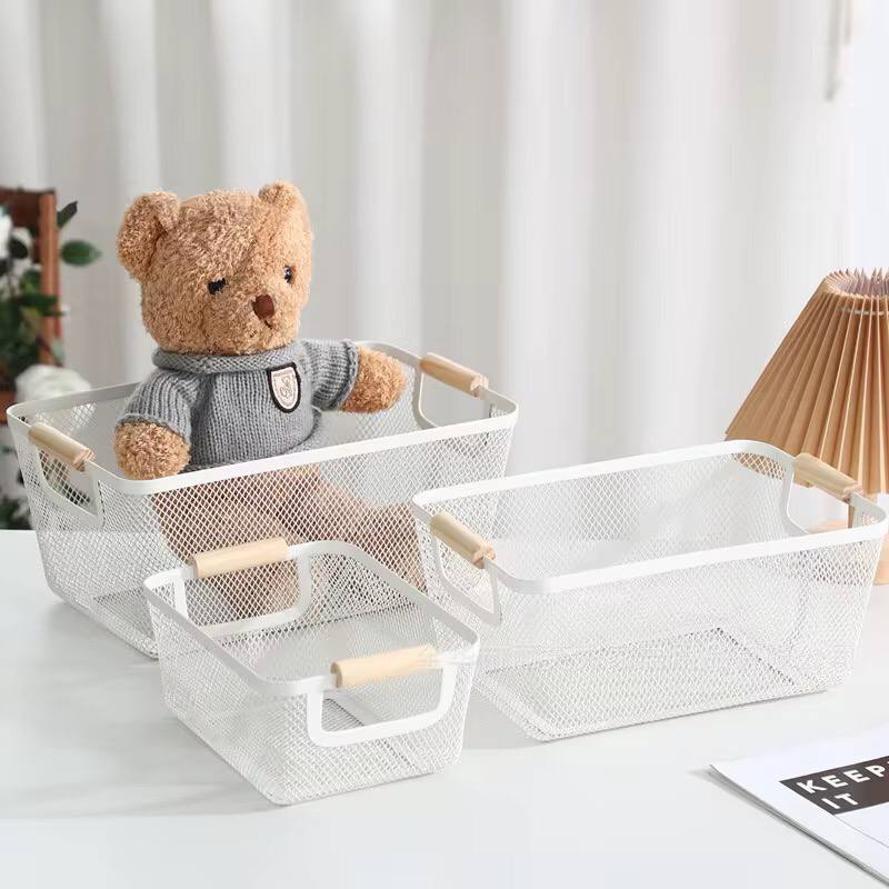 3pcs Extra-Large Mesh Plastic Storage Baskets