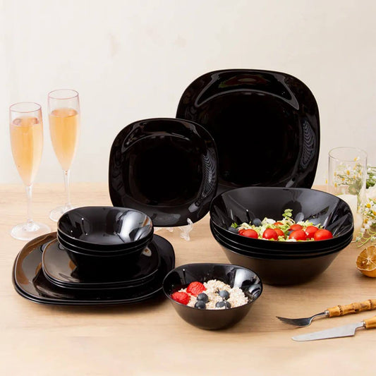 24pcs Black Square Dinner plate set