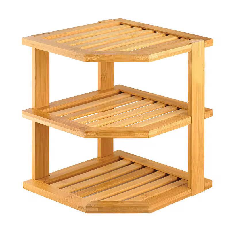 3 tier CORNER BAMBOO KITCHEN STORAGE SPICE RACK