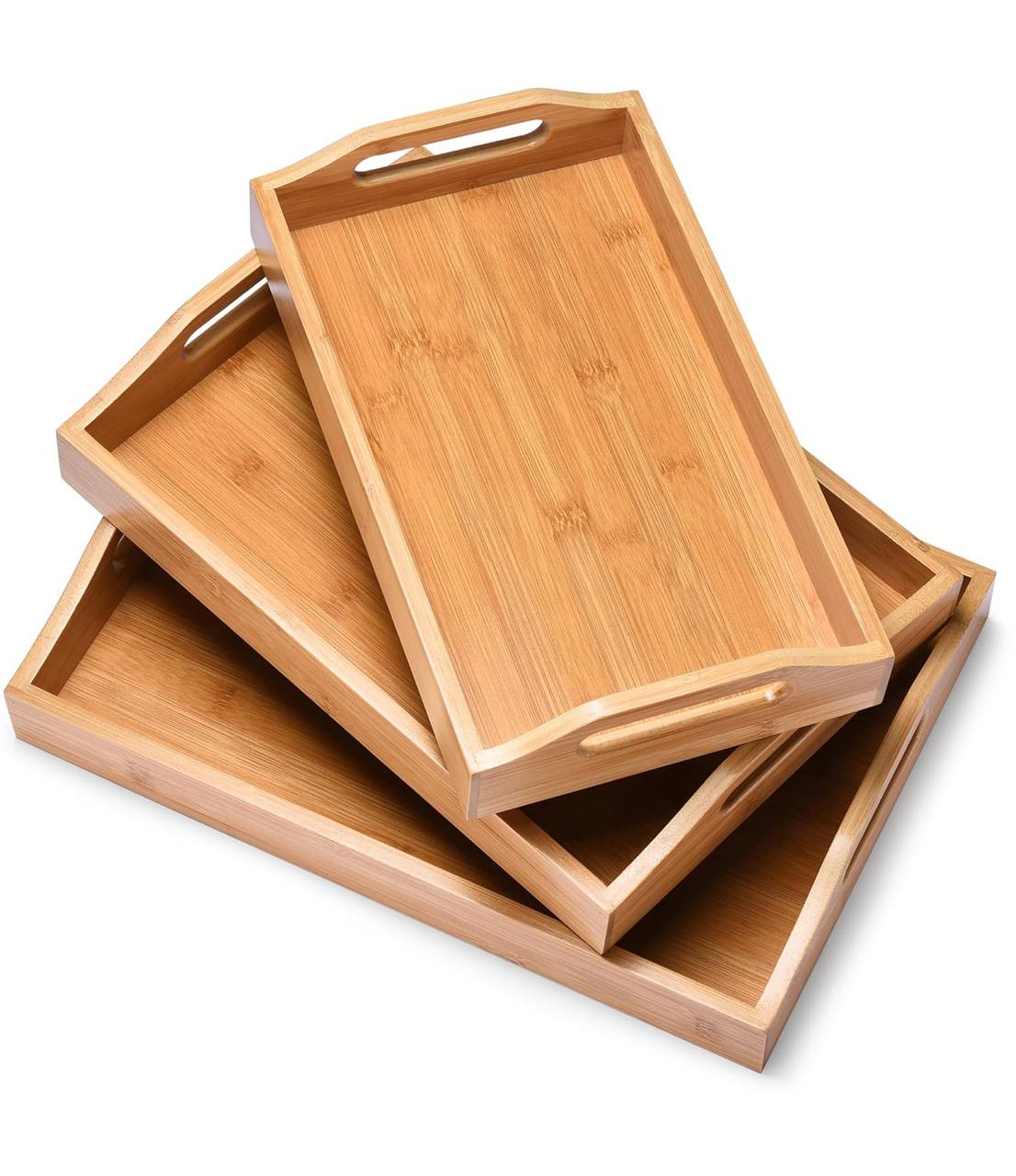 3pcs Multi-functional Bamboo Food storage Trays