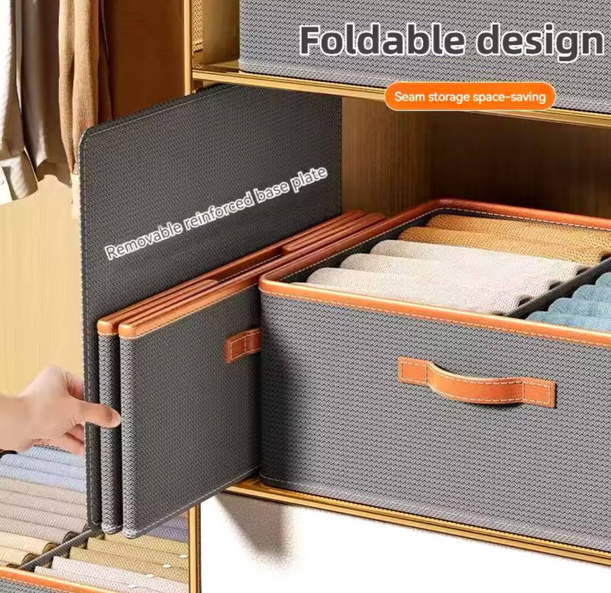 Versatile Foldable double compartment closet organizer with a divider