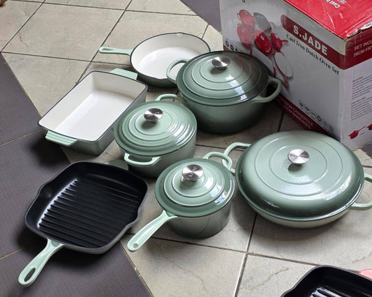 11pcs Enamel Cast Iron Cooking Pots