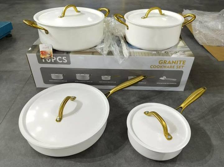10pcs OSFE granite pots with metallic lids