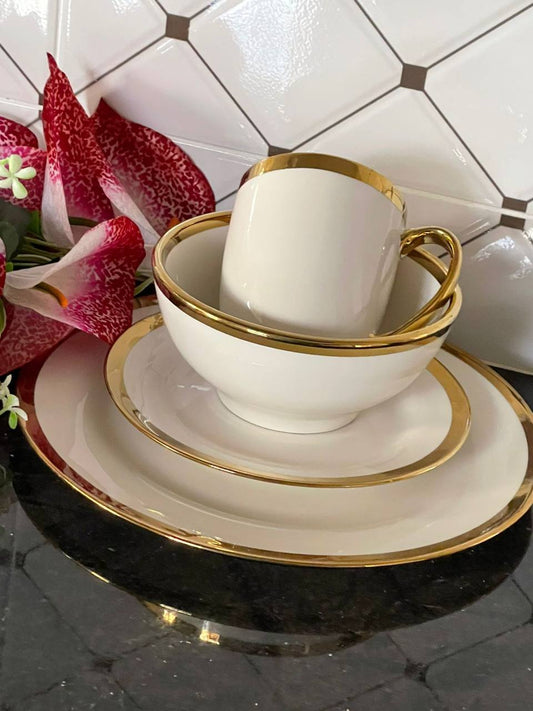 24pcs Gold Ceramic dinner set