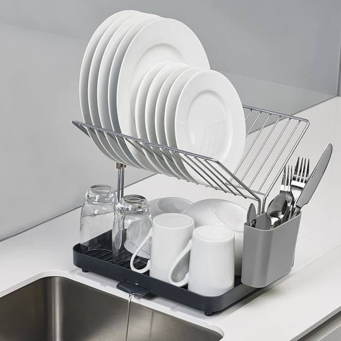 2 tier self draining dish drainer rack