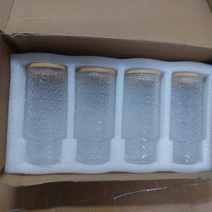 4pcs set Aesthetic Highball crystal ribbed  glasses