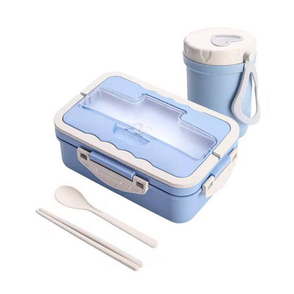 3 Grid Stainless Steel Lunch Box With Spoon and Chopsticks