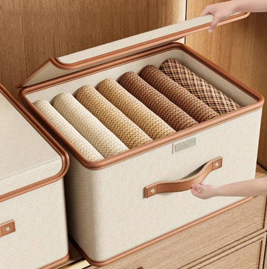 Versatile Foldable double compartment closet organizer with a divider