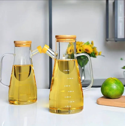 1000ml Glass Oil Bottle with Bamboo Lid