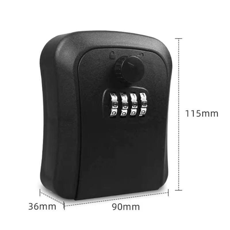 Wall-Mounted Key Lock Box with  4-Digit Combination Key Safe Box with Resettable Key Password