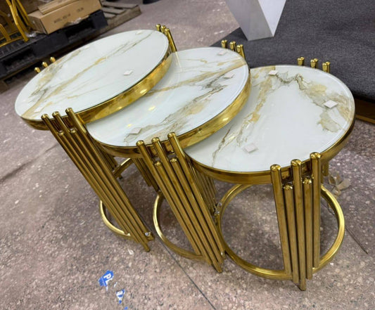 3 in 1 marble nesting stools sets