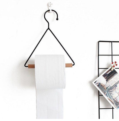 Nordic Geometric design wood iron towel storage rack